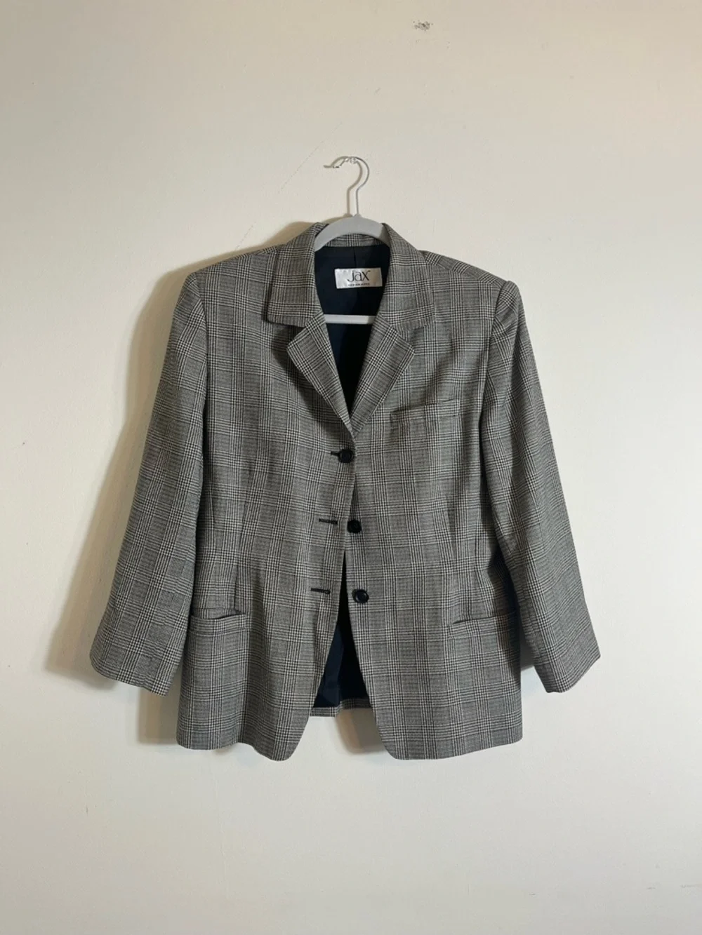 Vintage JAX Plaid Skirt‎ Suit Set Wool Blend Blazer Office Academia Women’s 14